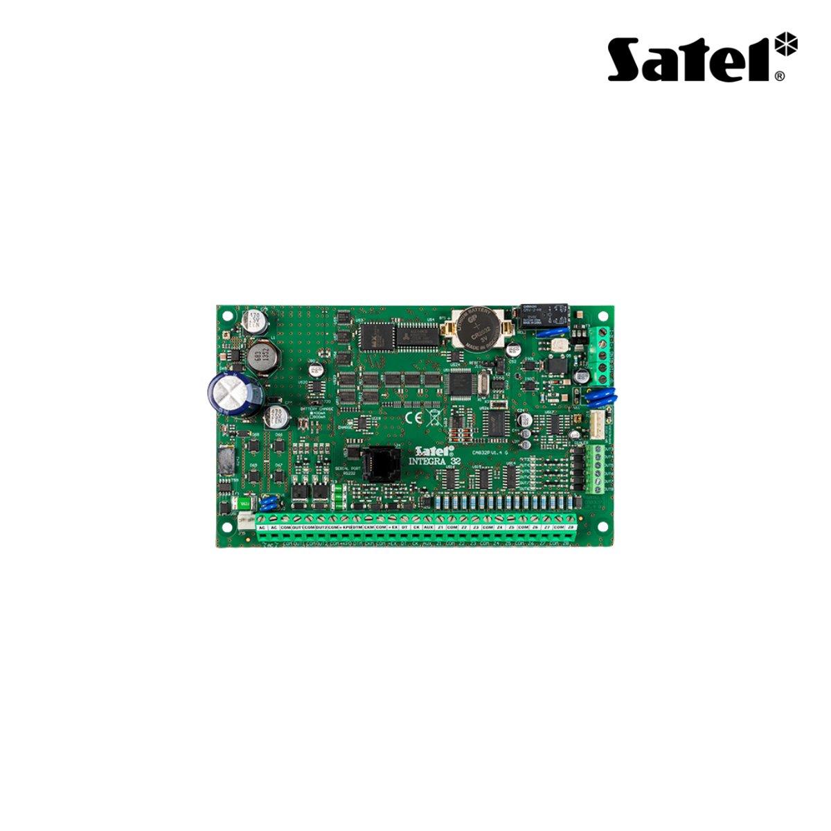 Scheda centrale - 8 ingressi, 8 uscite (max. 32 zone, 32 uscite), combinatore PSTN integrato, 439 eventi in memoria, FW aggiornabile da remoto