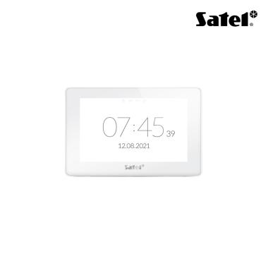 Tastiera touch personalizzabile 7'', con lettore di prossimità MIFARE (lettore compatibile solo con centrali INTEGRA), colore bianco. Per Integra, Versa e Perfecta 64 M