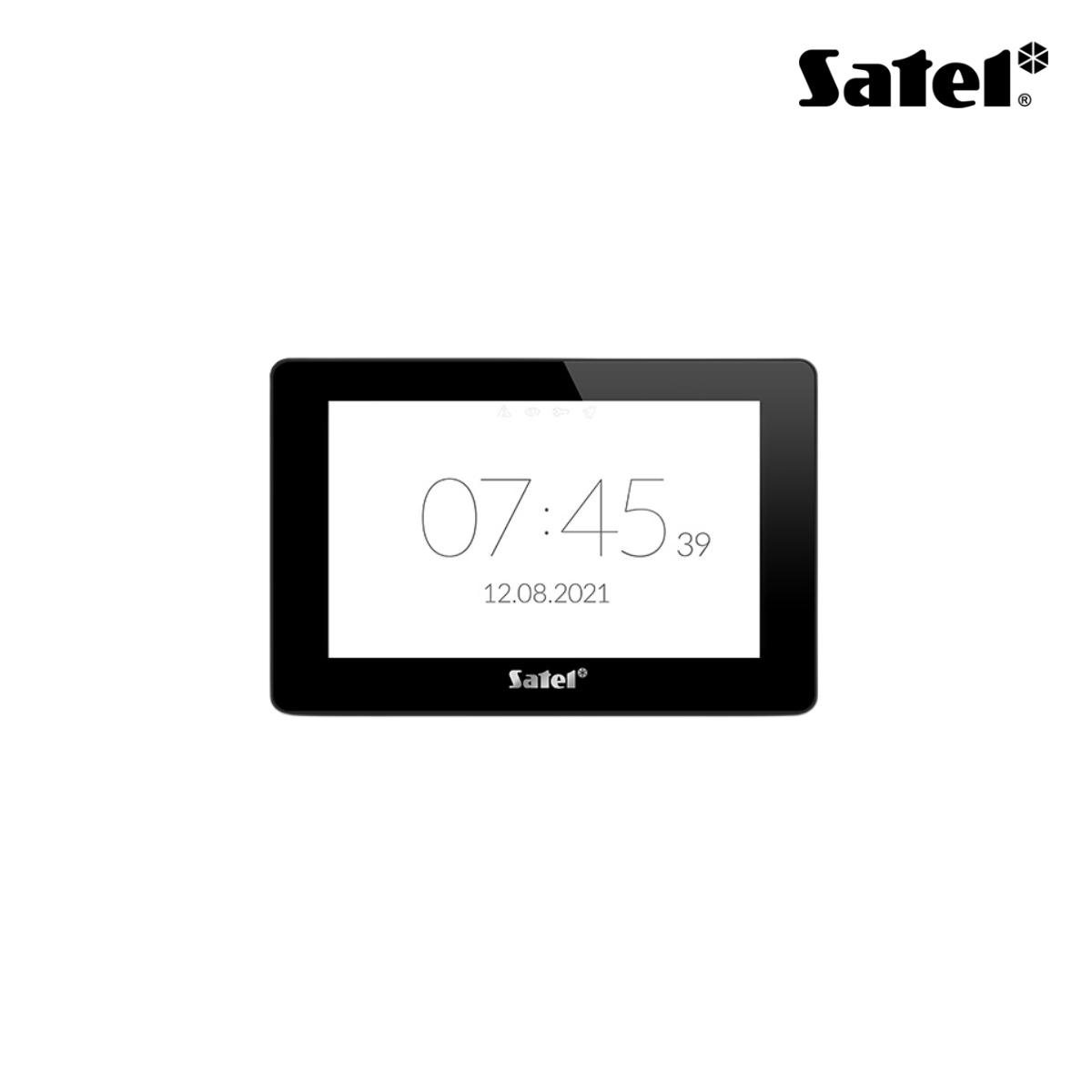 Tastiera touch personalizzabile 7'', con lettore di prossimità MIFARE (lettore compatibile solo con centrali INTEGRA), colore nero. Per Integra, Versa e Perfecta 64 M