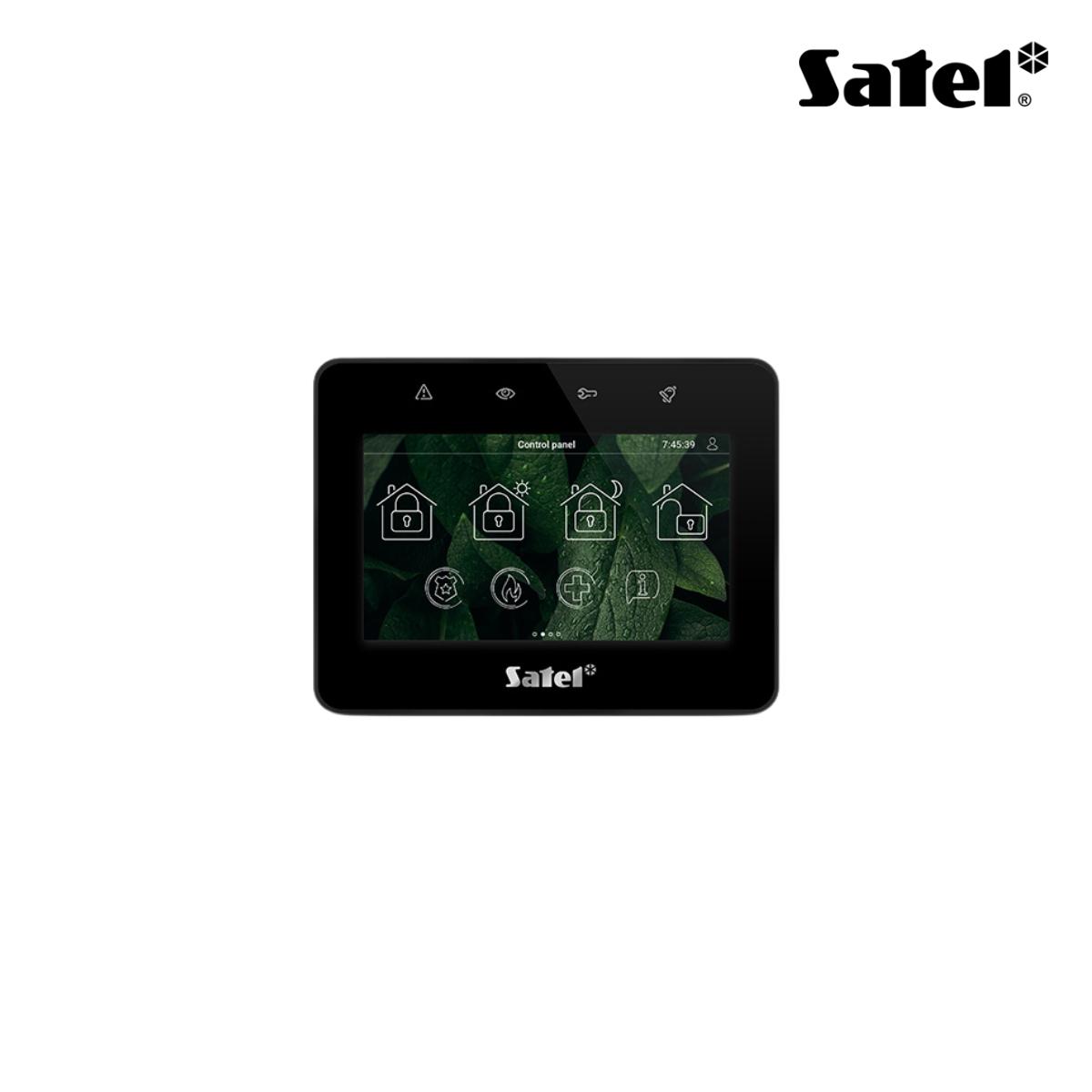 Tastiera touch personalizzabile 4.3'', con lettore di prossimità MIFARE (lettore compatibile solo con centrali INTEGRA), colore nero. Per Integra, Versa e Perfecta 64 M