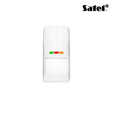 Rilevatore di movimento da esterno doppia tecnologia PIR + MW  wireless, portata 16 mt, pet immunity, crepuscolare e sensore di temperatura integrati. Colore bianco