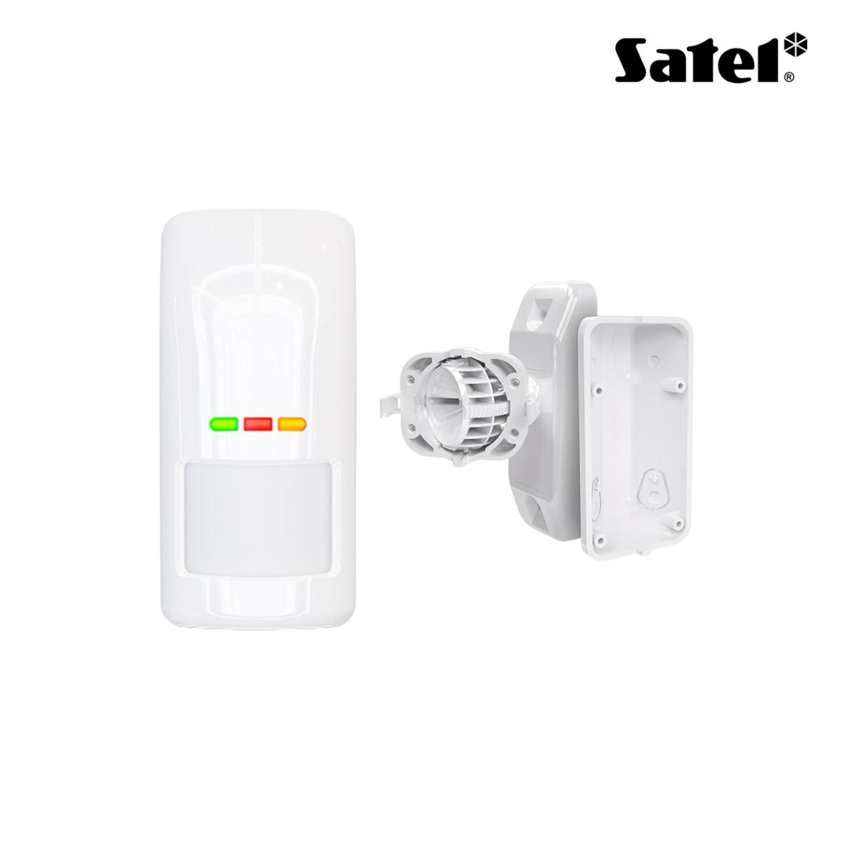 Rilevatore di movimento doppia tecnologia PIR+MW in banda K da esterno. Portata 15 m x 12 m bianco, IP54, crepuscolare, anti-mascheramento MW, sensibilità regolabile con OPT-1. Sup