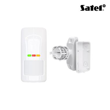 Rilevatore di movimento doppia tecnologia PIR+MW in banda K da esterno. Portata 15 m x 12 m bianco, IP54, crepuscolare, anti-mascheramento MW, sensibilità regolabile con OPT-1. Sup