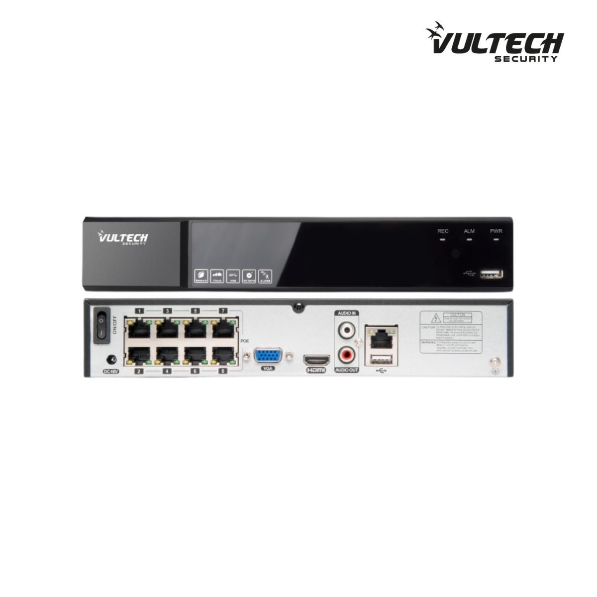 NVR 8 Canali POE Vultech VS-NVR6508EVO-POE-5MP V1 Fino A 5Mpx H.265 HDMI P2P CLOUD 1 HD