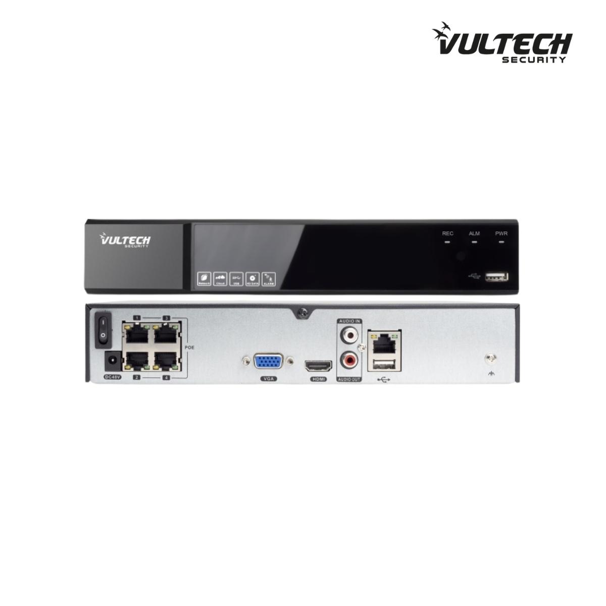 NVR 4 Canali Ultra-HD POE Vultech VS-NVR7504EVO-POE-UHD Fino A 8Mpx H.265 HDMI P2P CLOUD 1 HD 4K