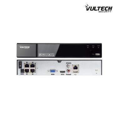 NVR 4 Canali Ultra-HD POE Vultech VS-NVR7504EVO-POE-UHD Fino A 8Mpx H.265 HDMI P2P CLOUD 1 HD 4K