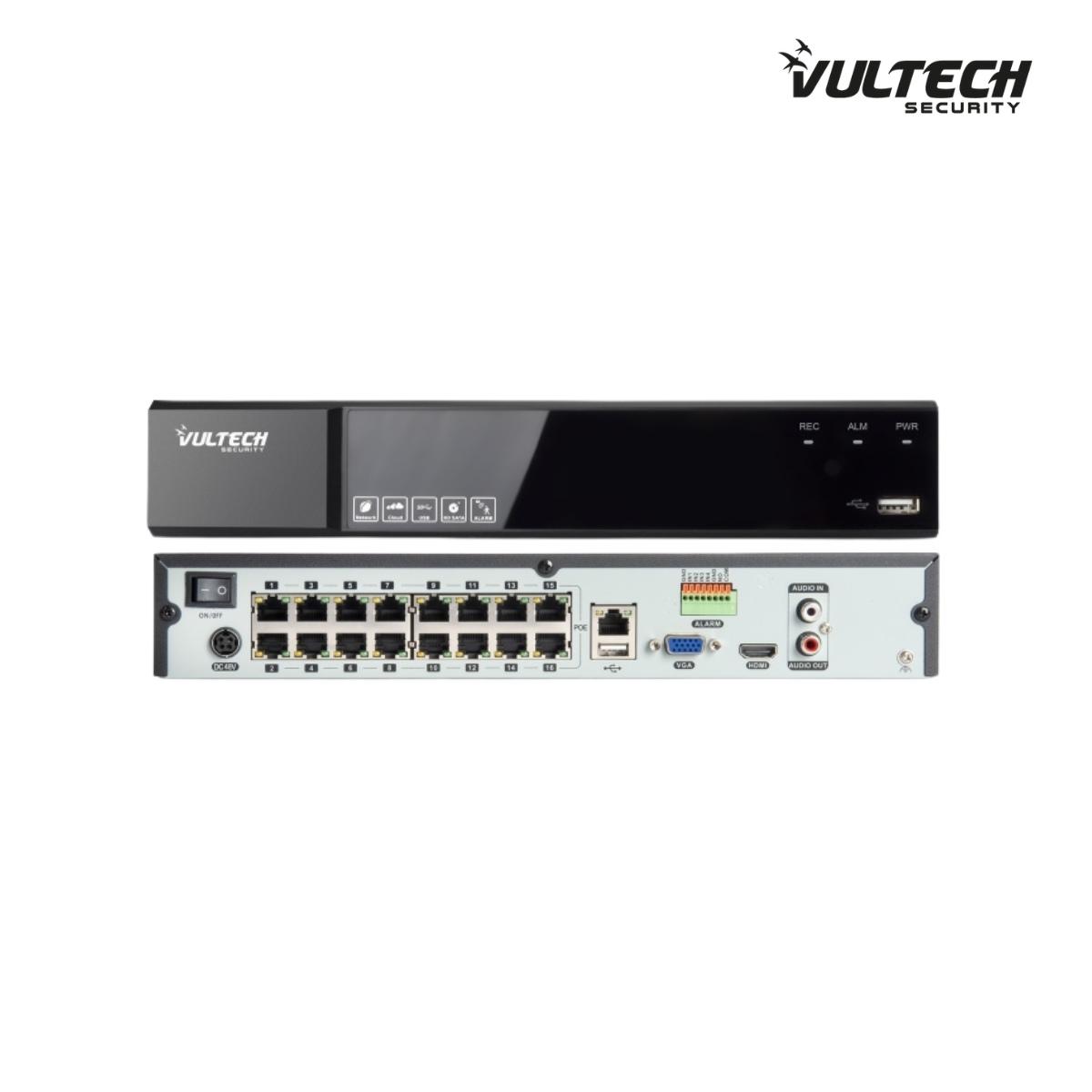 NVR 16 Canali Ultra-HD POE Vultech VS-NVR7516EVO-POE-UHD Fino A 8Mpx H.265 HDMI P2P CLOUD 2 HD ALARM 4K