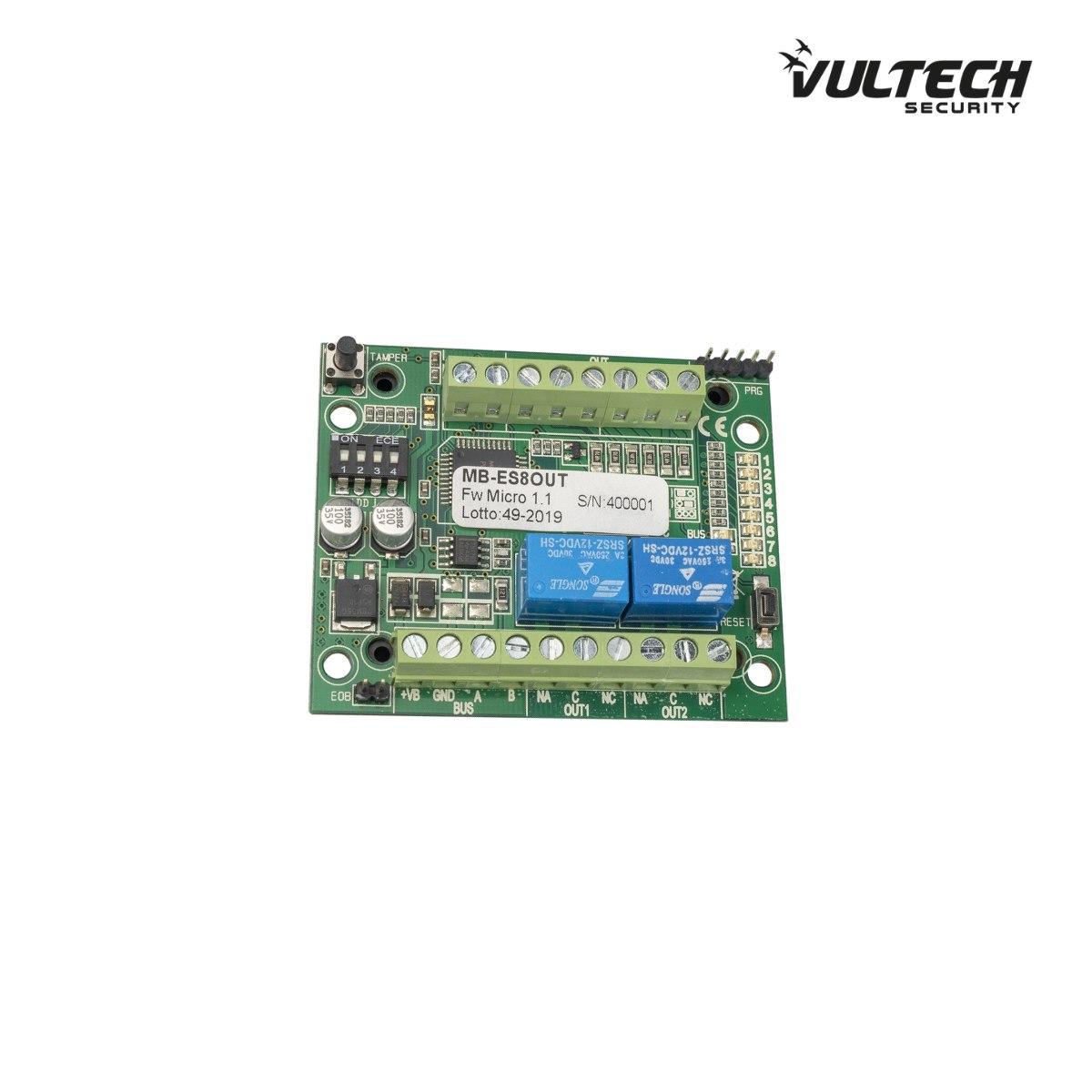Modulo di Espansione Filare VulTech MB-ES8OUT 8 uscite (2 Relè + 6 OC) BUS 485
