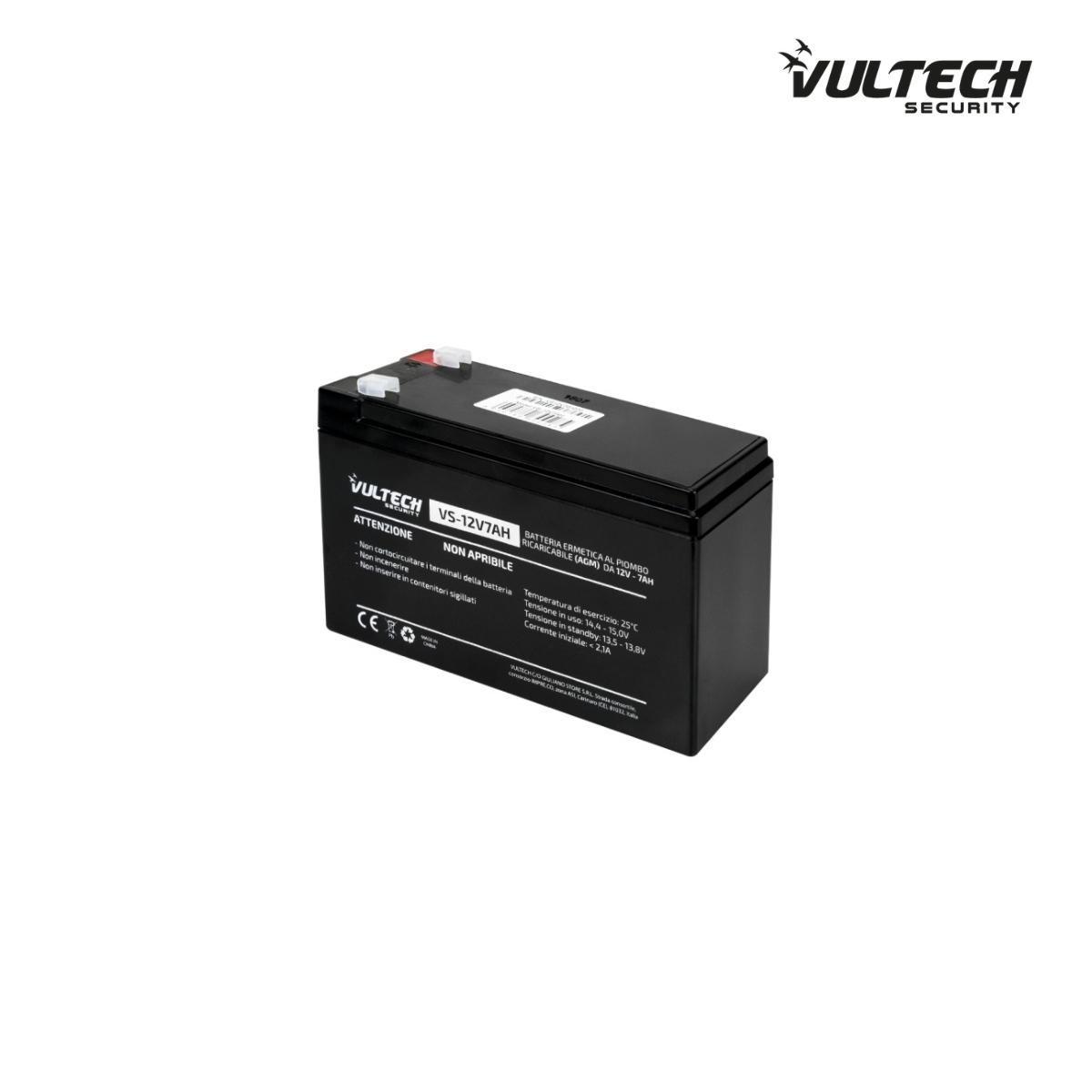 Batteria Ermetica al Piombo VulTech Security VS-12V7AH Rev.2.3 12V 7A Ricaricabile (AGM)