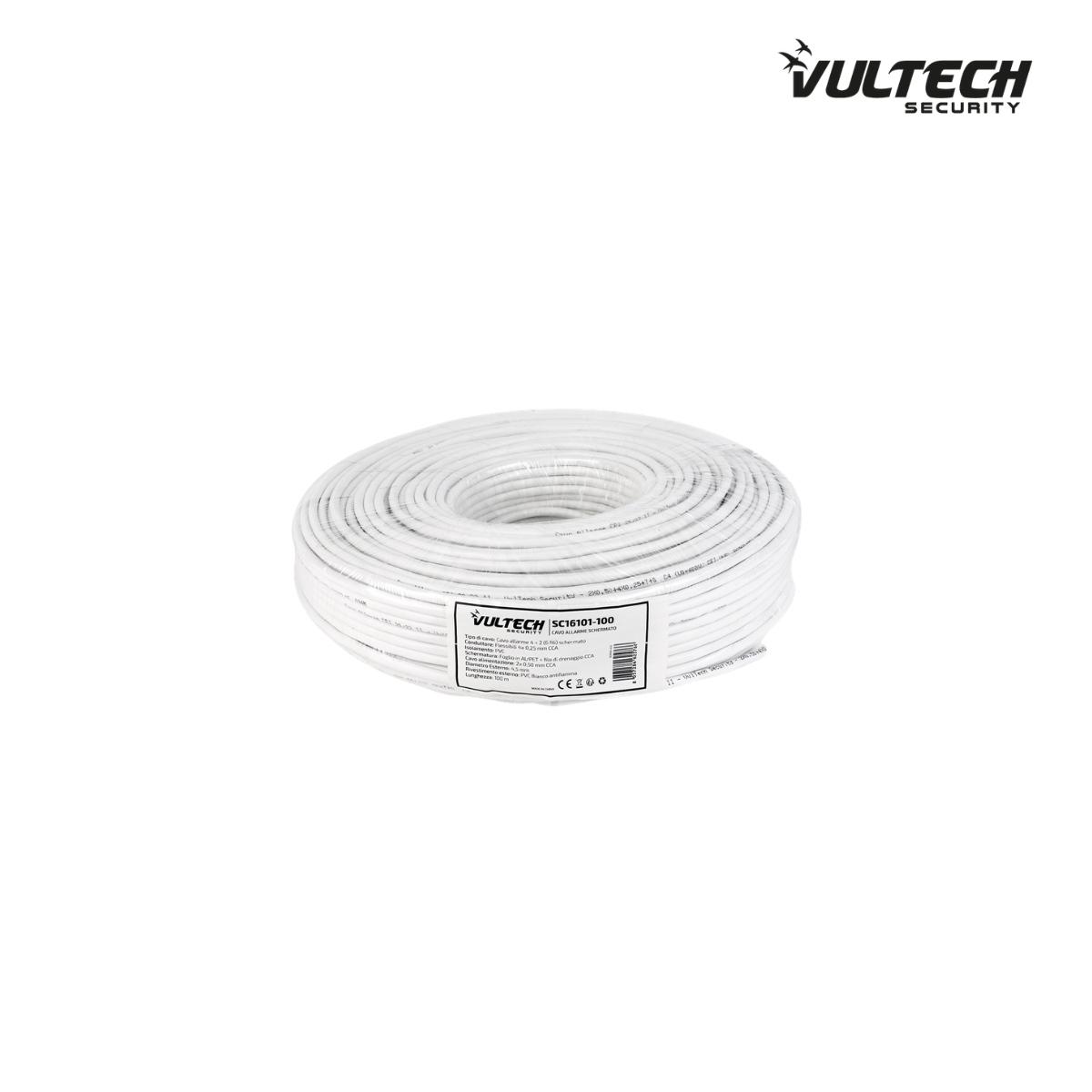Cavo Allarme VulTech Security SC16101-100 4 Cavi + 2 Alimentazione 100m Bianco Plastica PVC