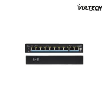 Switch PoE+ Vultech Security 8 porte 10/100 FE + 2 porte Uplink 10/100/1000 GE 120W AI SMART