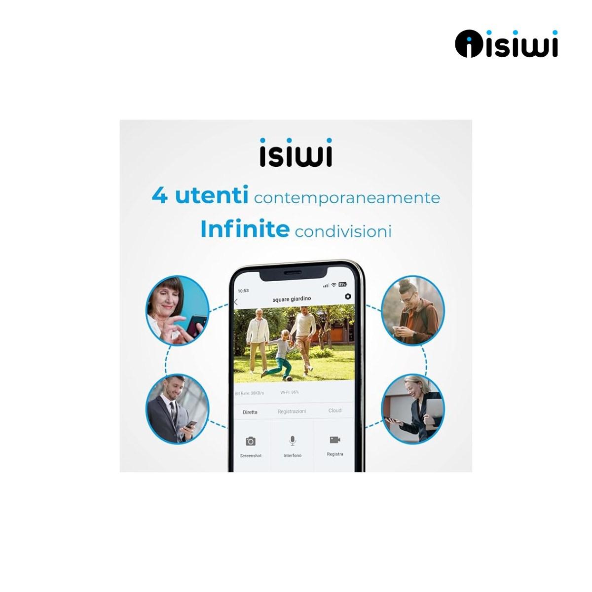 Telecamera Isiwi Wireless SQUARE 4Mpx Bullet fissa per esterno IR LED Audio Bidirezionale Sd Card IP65 Stand Alone