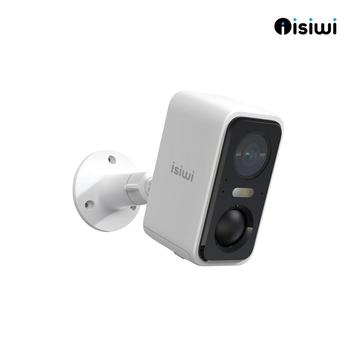 Telecamera a batteria Isiwi Wireless FLIP 2K Bullet fissa per esterno IR LED e SHOWCOLOR Audio Bidirezionale Sd Card IP65 Stand Alone batteria removibile da 5200 mAh - ISW-BBT3M